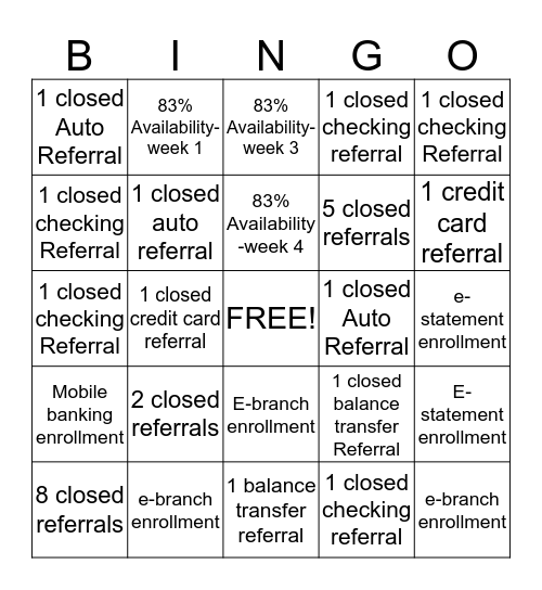 TARGET BINGO Card