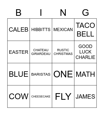 Bridal Bingo Card