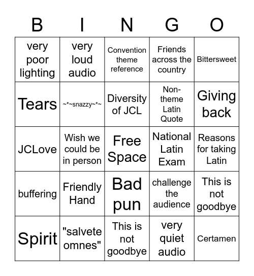 ~*~Virtual~*~ Farewell Speech Bingo Card