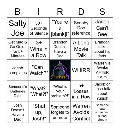 NeinBirds Bingo Card