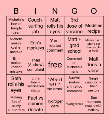 Rest and Relax Airbnb Bingo Card