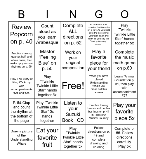 Wilson’s August Bingo Card