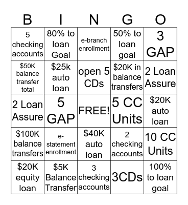 TARGET BINGO-SALES Bingo Card