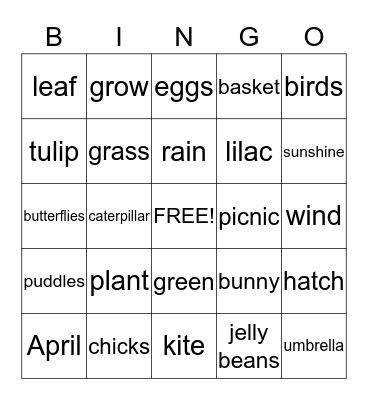 Mrs. Buckle's Spring Bash! Bingo Card