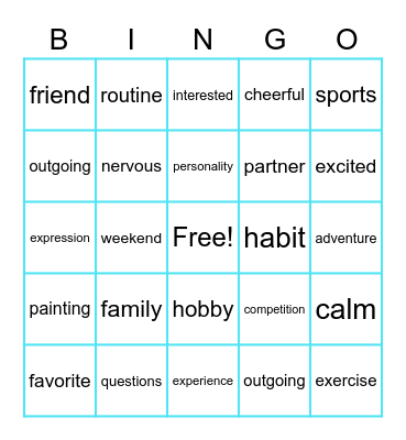 P5 INTERVIEWING A FRIEND Bingo Card