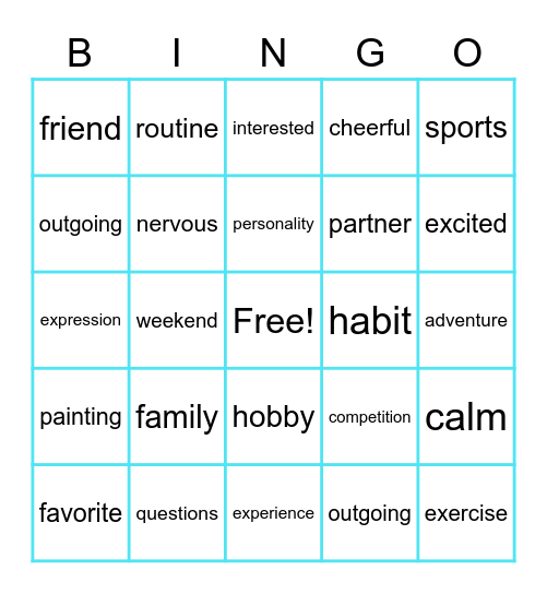 P5 INTERVIEWING A FRIEND Bingo Card