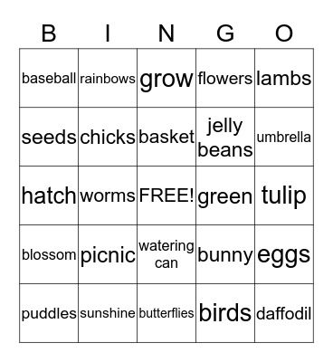 Mrs. Buckle's Spring Bash! Bingo Card