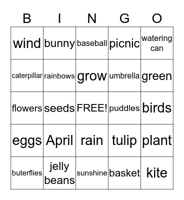 Mrs. Buckle's Spring Bash! Bingo Card