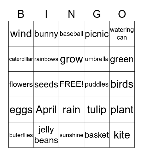 Mrs. Buckle's Spring Bash! Bingo Card