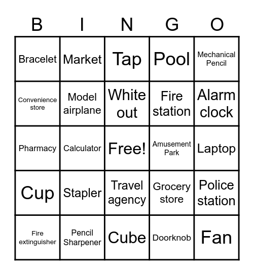 Nouns Bingo Card