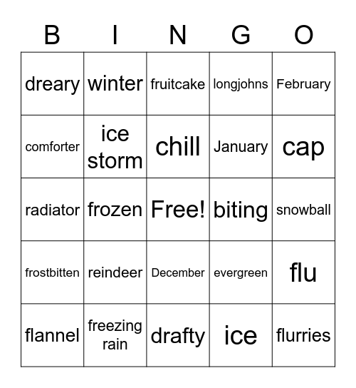 Winter is Coming Bingo Card