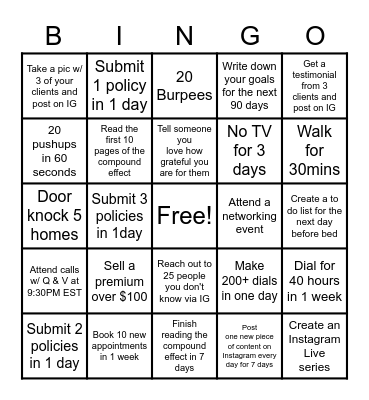 Wealth Builders Bingo Card