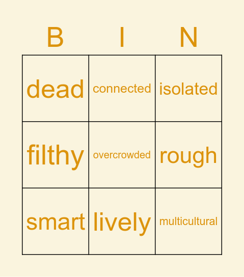 Places Bingo Card