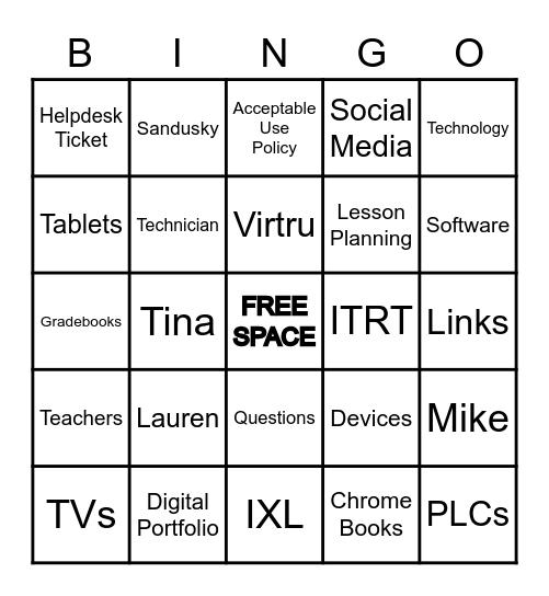 Tech Updates Bingo Card