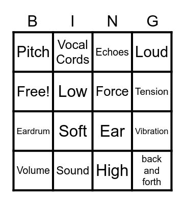 Sound Vocabulary Bingo Card