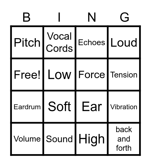 Sound Vocabulary Bingo Card
