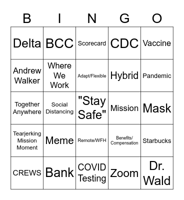 Employee Meeting Bingo Card