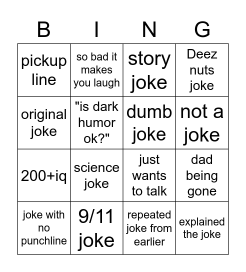 Make us laugh Bingo Card