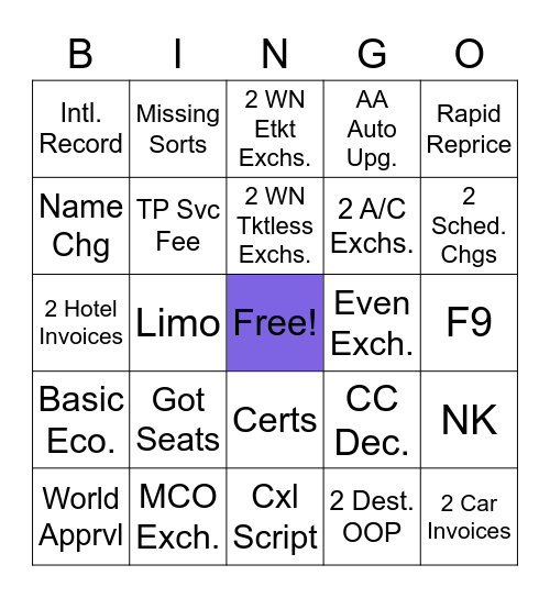 Online Transaction Support August Bingo Card