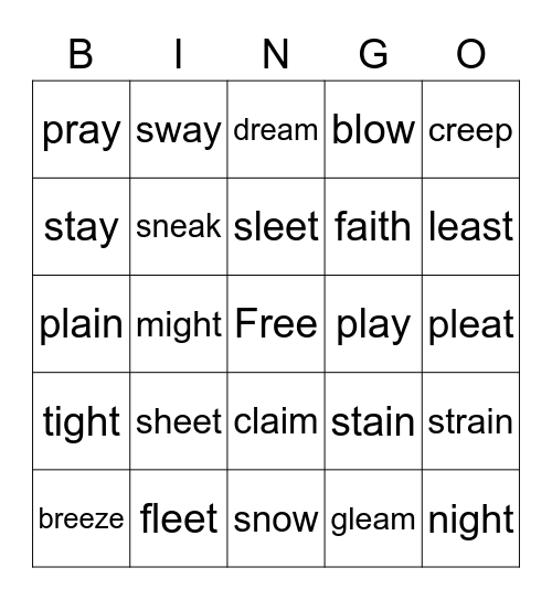 Vowel Teams Bingo Card