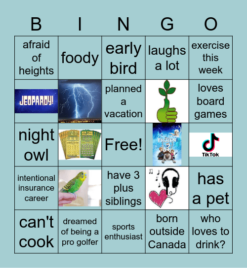 QBE Bingo Card