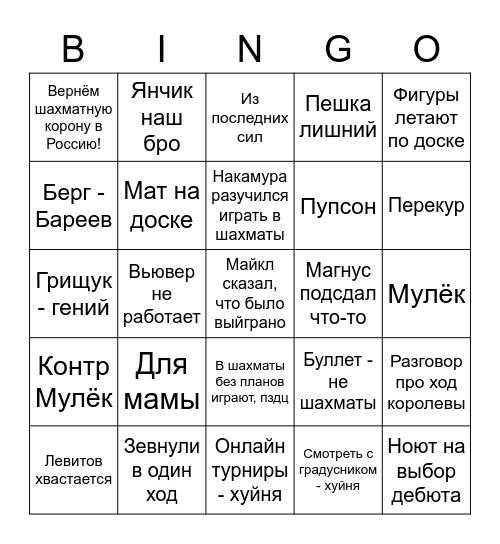 Levitov Bingo Card
