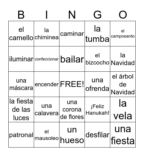 Las Celebraciones Bingo Card