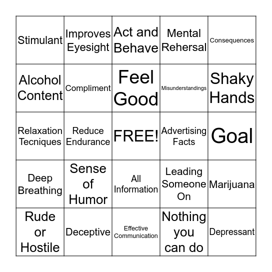 LifeSkills Bingo Card