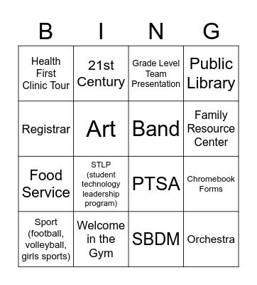 LTMS Open House Bingo Card