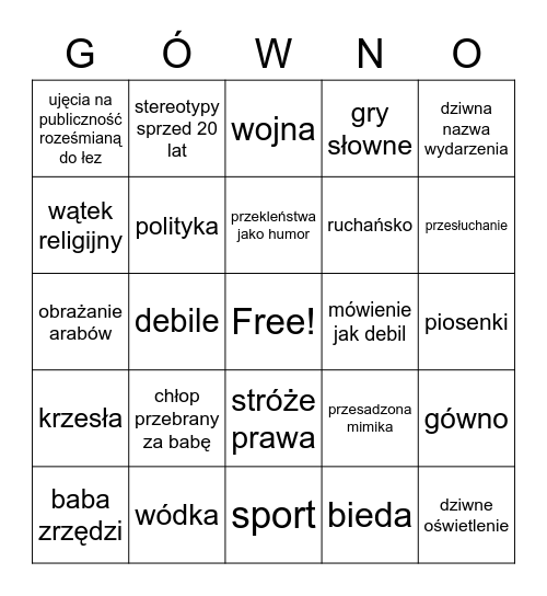 Polskie kabarety Bingo Card