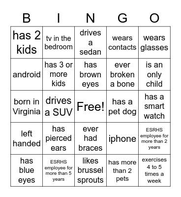 Human Bingo Card
