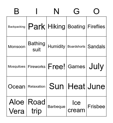 ASML Summer Bingo Card