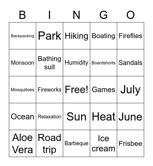 ASML Summer Bingo Card