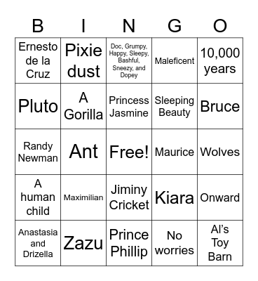Disney Trivia Questions Bingo Card