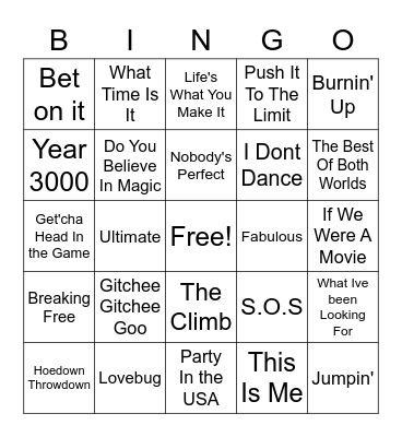Disney Channel Hits Bingo Card