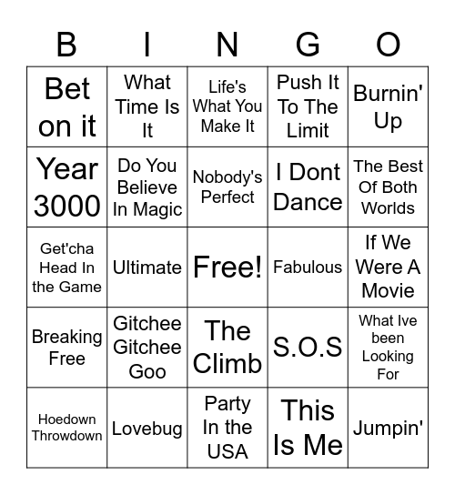 Disney Channel Hits Bingo Card