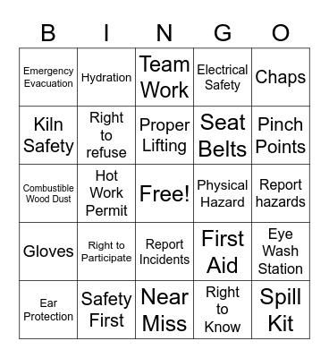 Powerwood Safety Bingo Card