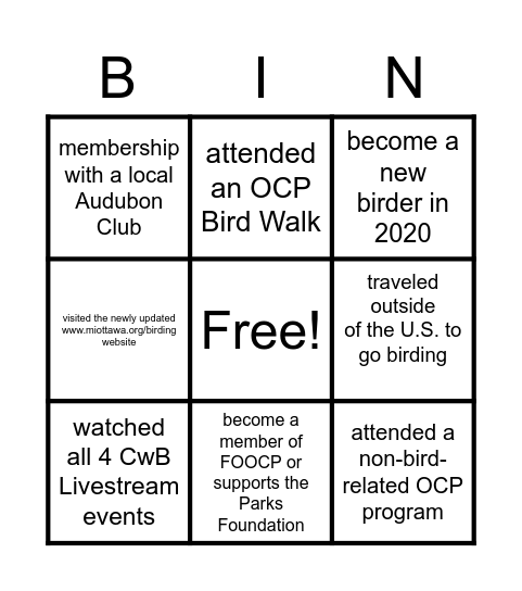 Find a Birder who has... Bingo Card