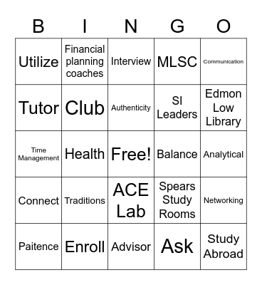 Buzz Word Bingo Card