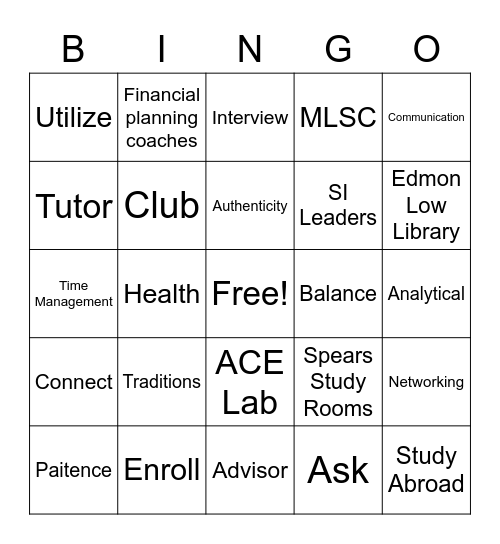 Buzz Word Bingo Card