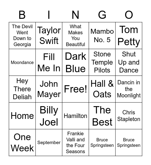 Music Bingo Card