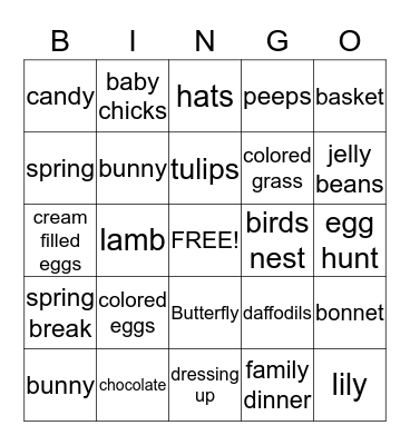 Easter  Bingo Card