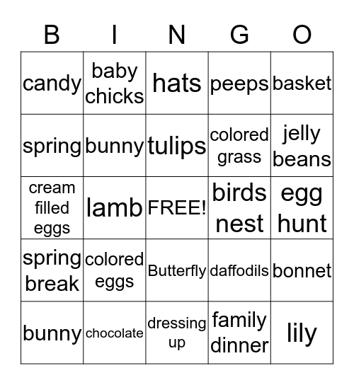 Easter  Bingo Card