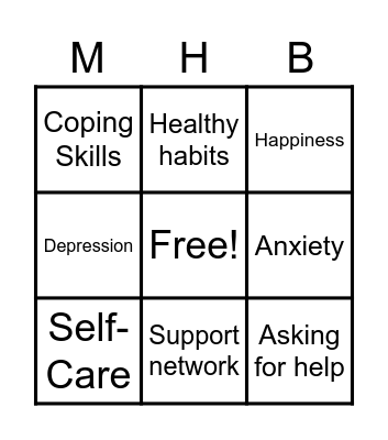 Mental Health Bingo! Bingo Card