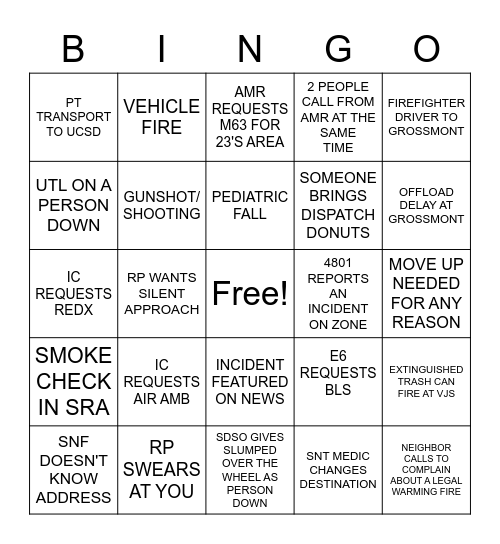 Dispatch Bingo #2 Bingo Card