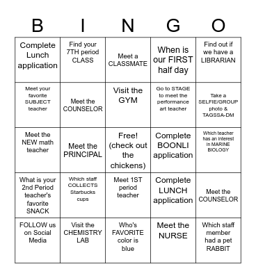 ORIENTATION NIGHT Bingo Card