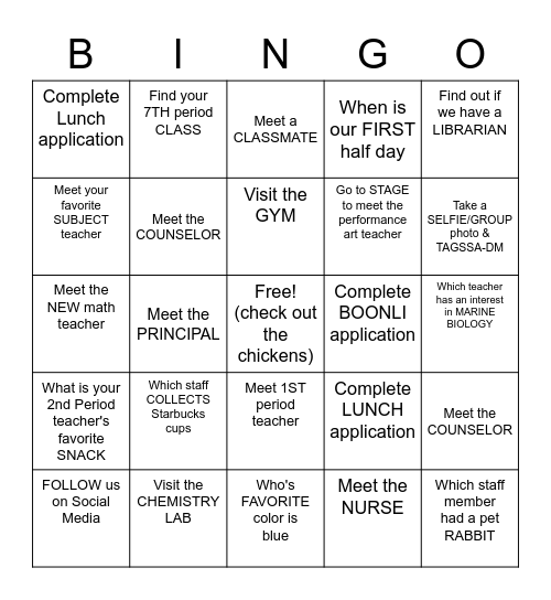 ORIENTATION NIGHT Bingo Card