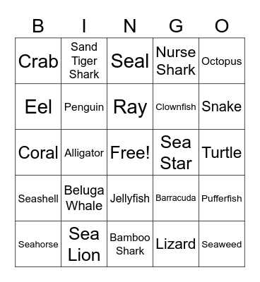 Mystic Aquarium Bingo Card