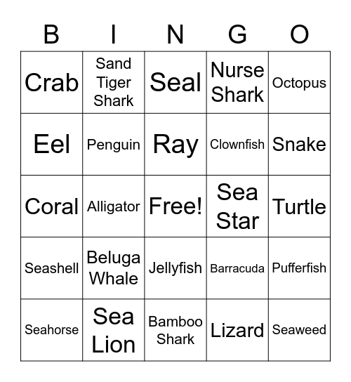 Mystic Aquarium Bingo Card