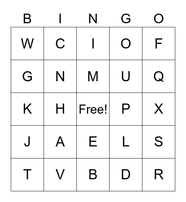 ALPHABET BINGO Card